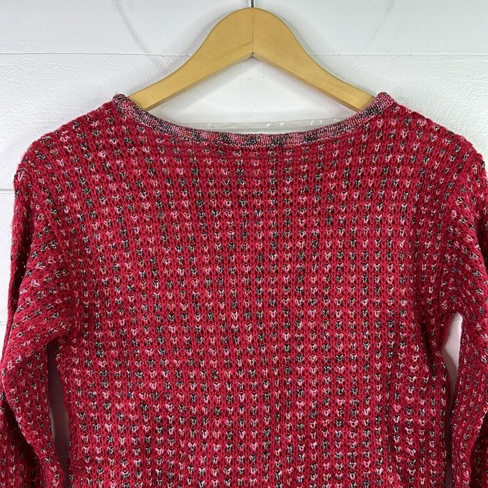 ELEMENTZ Pink Metallic Silver Knitted Pullover Long Sleeve Sweater Size Small - Picture 3 of 11